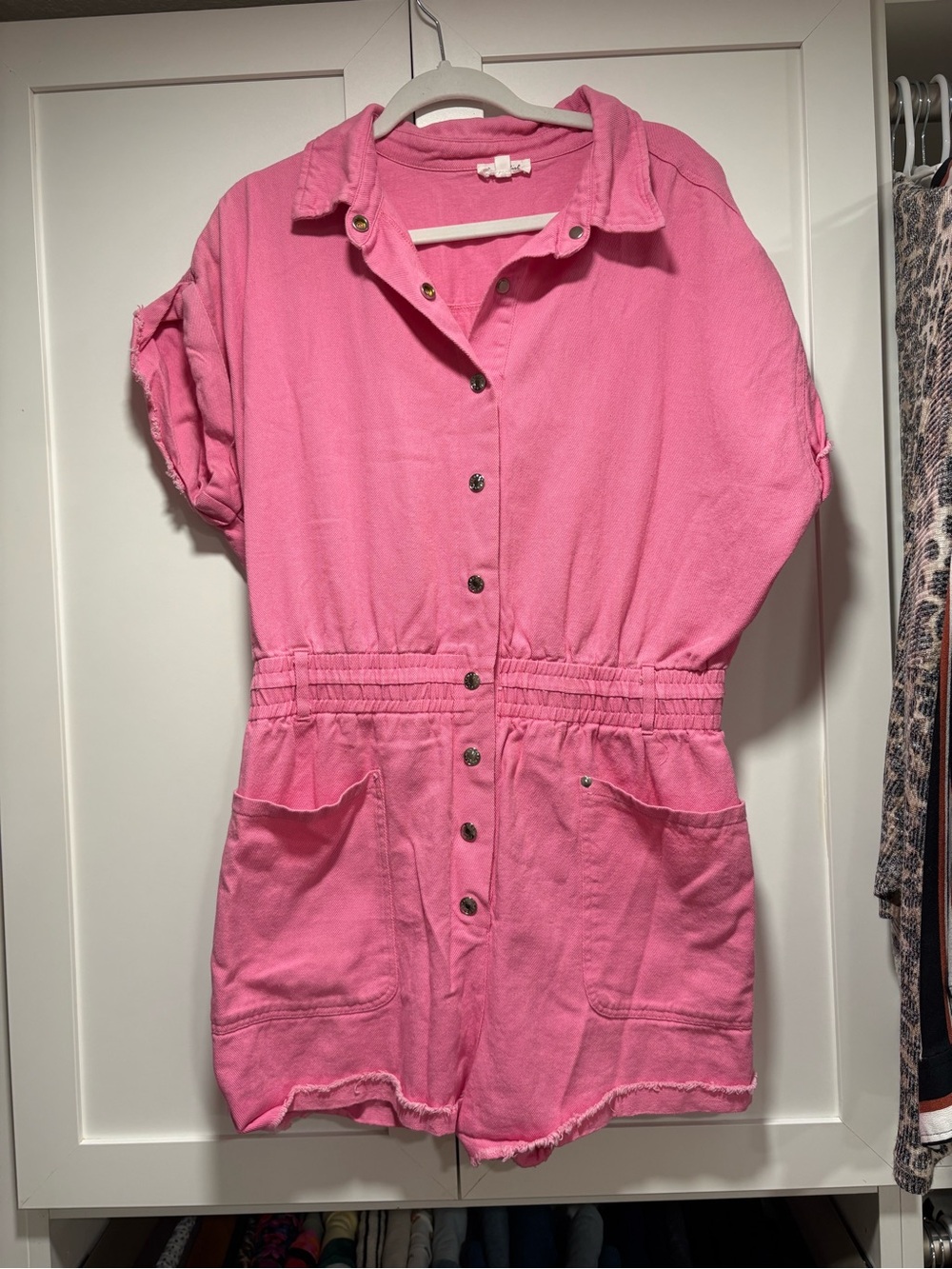 BUCKETLIST Pink Button-Front Romper